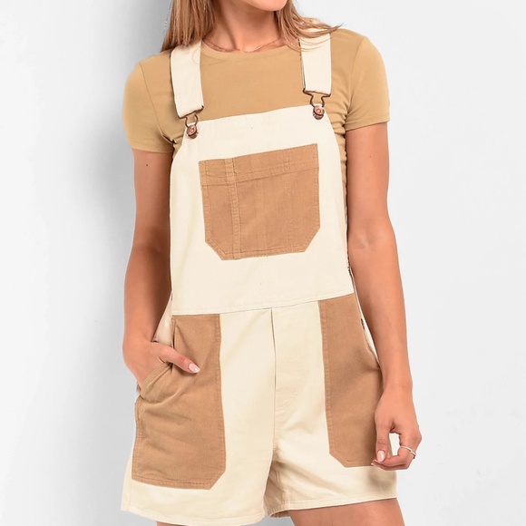 Brixton Christina Short Overall - Natural - Corduroy pockets and accents - Picture 3 of 11